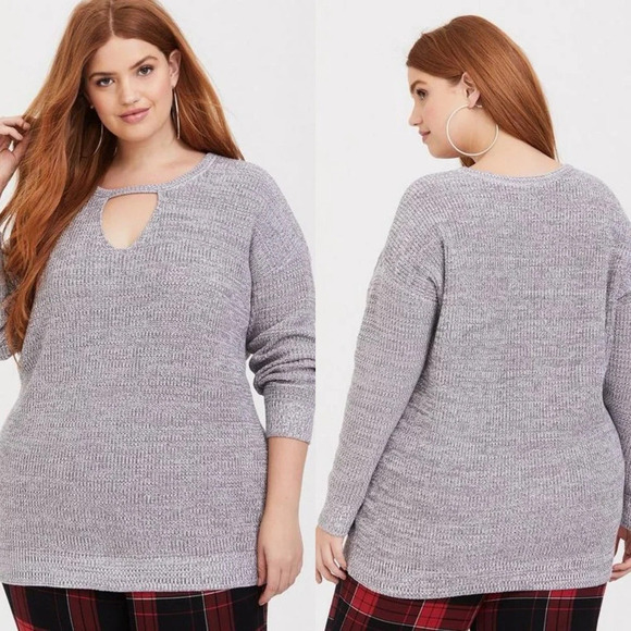 TORRID Marl Keyhole Tunic Top Sweater Grey Gray Size 2 2X - Picture 1 of 14